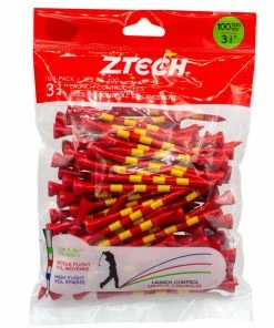 Ztech Red 3 1/4 Inch Tees With Yellow Stripes (100 Count)